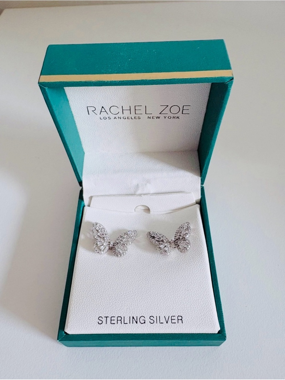 🦋RACHEL ZOE- Silver Crystal Butterfly Stud Earrings